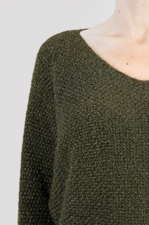 Pulover pufos kaki cu maneci largi [1]