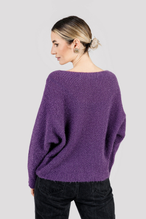 Pulover pufos mov cu maneci largi [2]