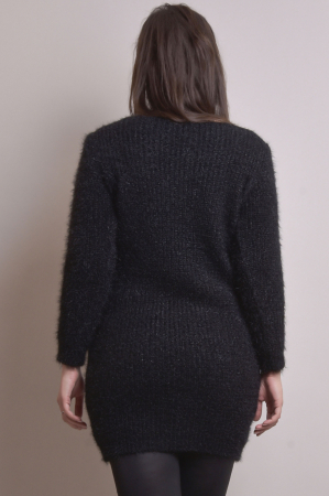 Pulover pufos negru tip rochie [3]