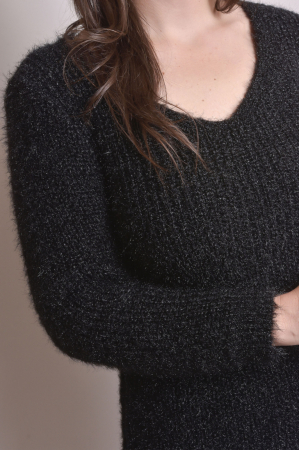 Pulover pufos negru tip rochie [1]