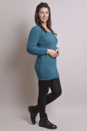 Pulover pufos turcoaz tip rochie [5]
