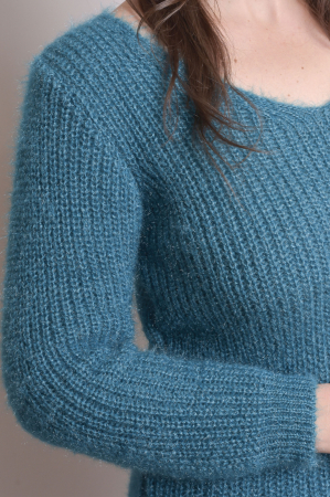 Pulover pufos turcoaz tip rochie [1]