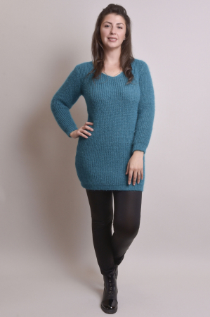 Pulover pufos turcoaz tip rochie [4]