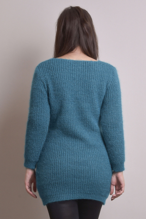 Pulover pufos turcoaz tip rochie [3]