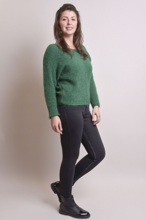 Pulover pufos verde smarald cu maneci largi [5]