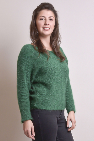 Pulover pufos verde smarald cu maneci largi [2]