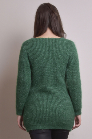 Pulover pufos verde smarald tip rochie [3]