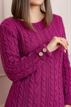 Pulover tip rochie din tricot cu decolteu rotund Monica - Fuchsia [1]