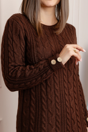 Pulover tip rochie din tricot cu decolteu rotund Monica - Maro [1]