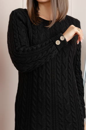 Pulover tip rochie din tricot cu decolteu rotund Monica - Negru [1]