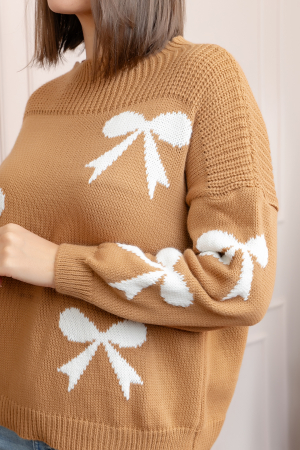 Pulover tricotat Betty cu fundite - Camel [1]