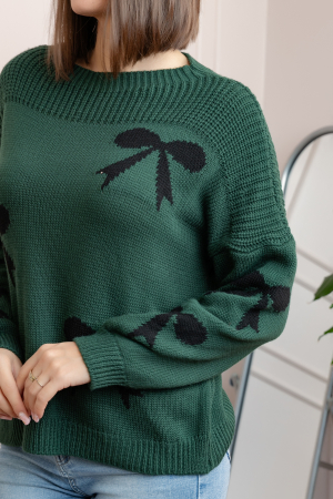 Pulover tricotat Betty cu fundite - Verde [1]