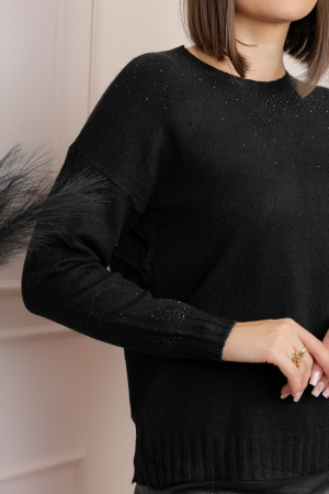 Pulover tricotat cu strasuri Elizabeth - Negru [1]