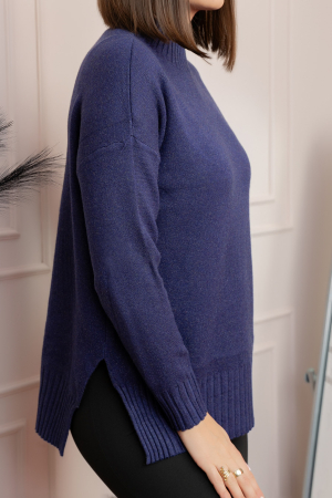 Pulover tricotat lejer cu guler inalt Julia - Bleumarin [1]