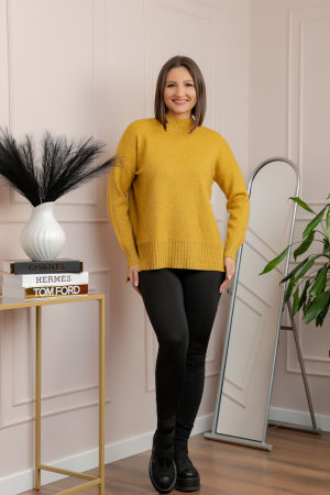 Pulover tricotat lejer cu guler inalt Julia - Galben [3]