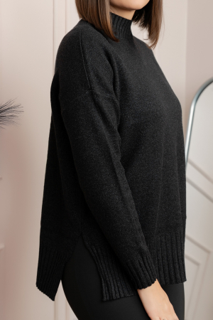 Pulover tricotat lejer cu guler inalt Julia - Negru [1]