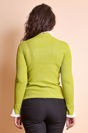 Pulover verde olive cu guler si maneci creponate [4]