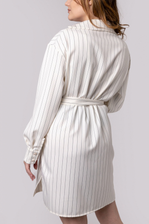 Rochie alba tip camasa cu cordon in talie [3]