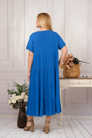 Rochie albastra boho chic cu snur si ciucuri [2]