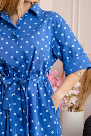 Rochie albastra tip camasa cu buline [1]