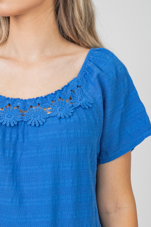 Rochie albastru regal cu aplicatii florale [1]