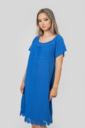 Rochie albastru regal cu aplicatii florale [2]