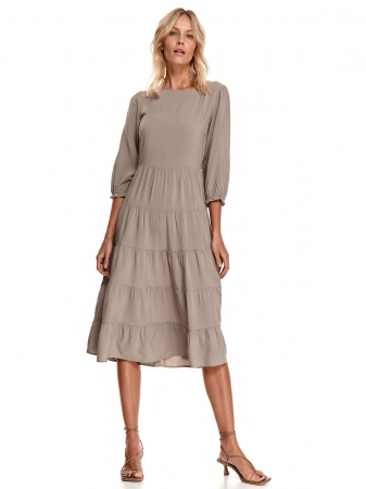 Rochie bej boho chic cu fronseu [0]