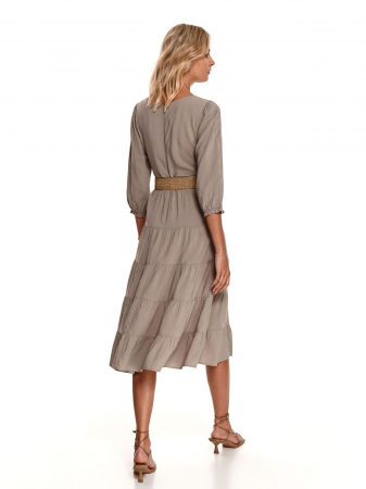 Rochie bej boho chic cu fronseu [4]