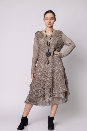 Rochie bej boho chic cu volane [2]