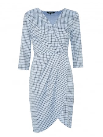Rochie bleu cu fronseu pe talie si crepeu lateral [6]