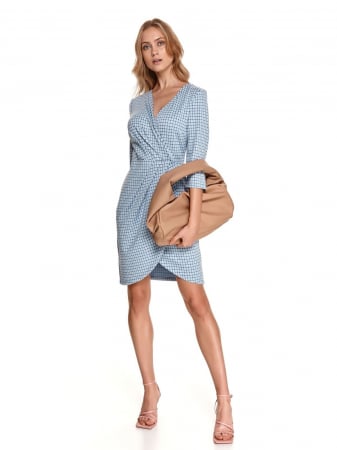 Rochie bleu cu fronseu pe talie si crepeu lateral [5]