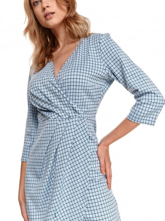 Rochie bleu cu fronseu pe talie si crepeu lateral [2]