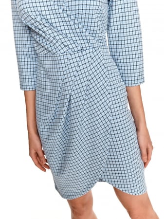Rochie bleu cu fronseu pe talie si crepeu lateral [3]