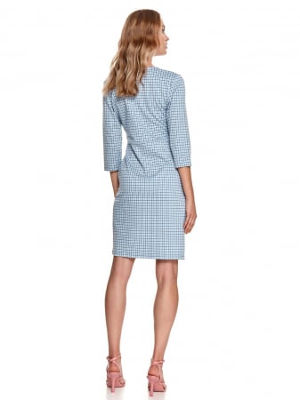 Rochie bleu cu fronseu pe talie si crepeu lateral [4]
