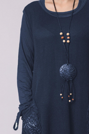 Rochie bleumarin boho chic cu baza asimetrica [1]