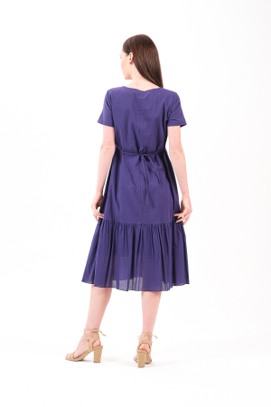 Rochie bleumarin boho chic cu broderie florala [2]