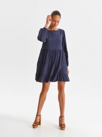 Rochii - Rochie bleumarin boho chic cu fronseu