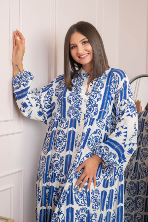 Rochie boho chic Daphne cu imprimeu albastru floral [1]