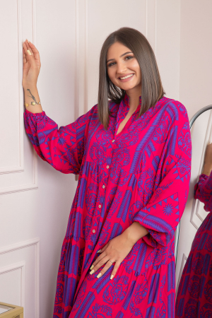 Rochie boho chic Daphne cu imprimeu ciclam floral [1]