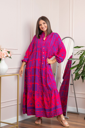 Rochii - Rochie boho chic Daphne cu imprimeu ciclam floral