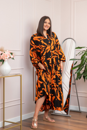 Rochie boho chic Daphne cu imprimeu orange abstract [3]