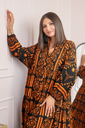 Rochie boho chic Daphne cu imprimeu orange floral [1]