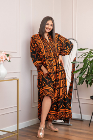 Rochie boho chic Daphne cu imprimeu orange floral [3]