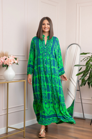 Rochie boho chic Daphne cu imprimeu verde floral [2]