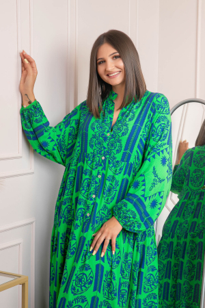 Rochie boho chic Daphne cu imprimeu verde floral [1]