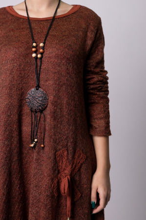 Rochie caramizie boho chic cu crepeuri laterale [1]