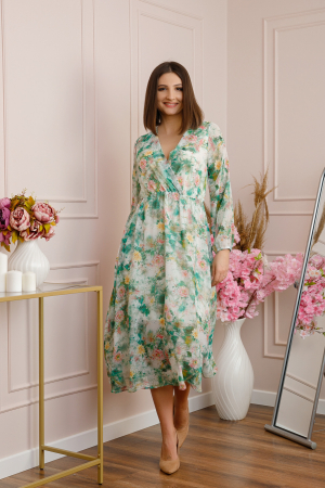 Rochie Carrie din voal cu imprimeu floral verde mint [2]