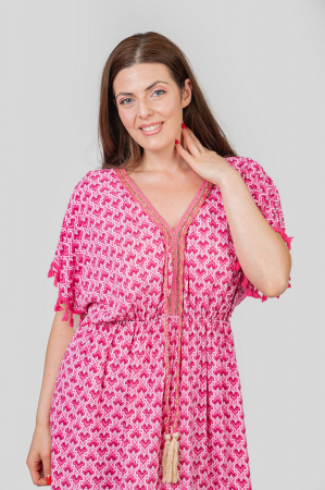 Rochie ciclam cu ciucuri si model mandala [1]