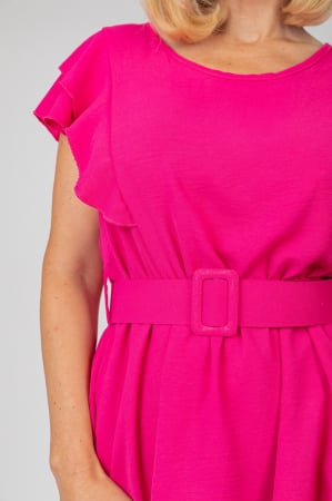 Rochie ciclam cu volane si centura in talie [1]