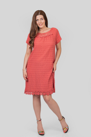 Rochie corai cu aplicatii florale [0]
